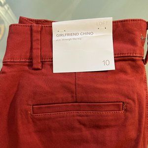 NWT Size 10 Loft Girlfriend Chino Brick Red